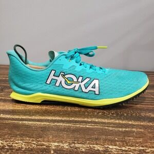 Hoka Cielo X 2 MD Track Spikes Mens 9.5 Womens 11 Teal Yellow Excellent Carbon
